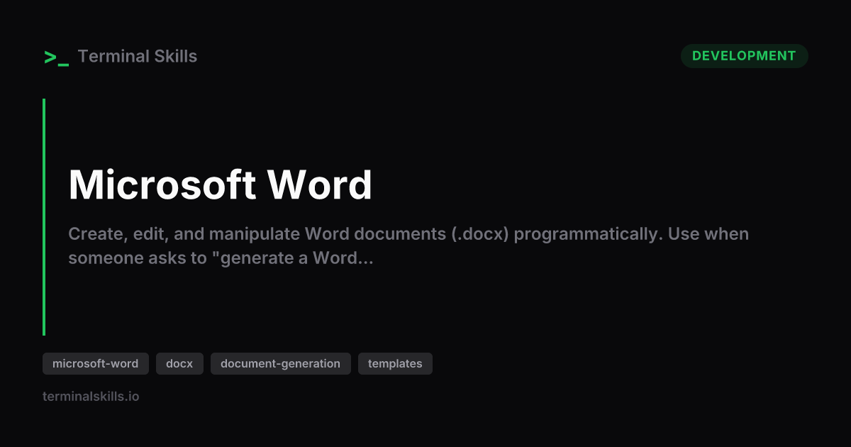 Microsoft-Word — AI Agent Skill | Terminal Skills