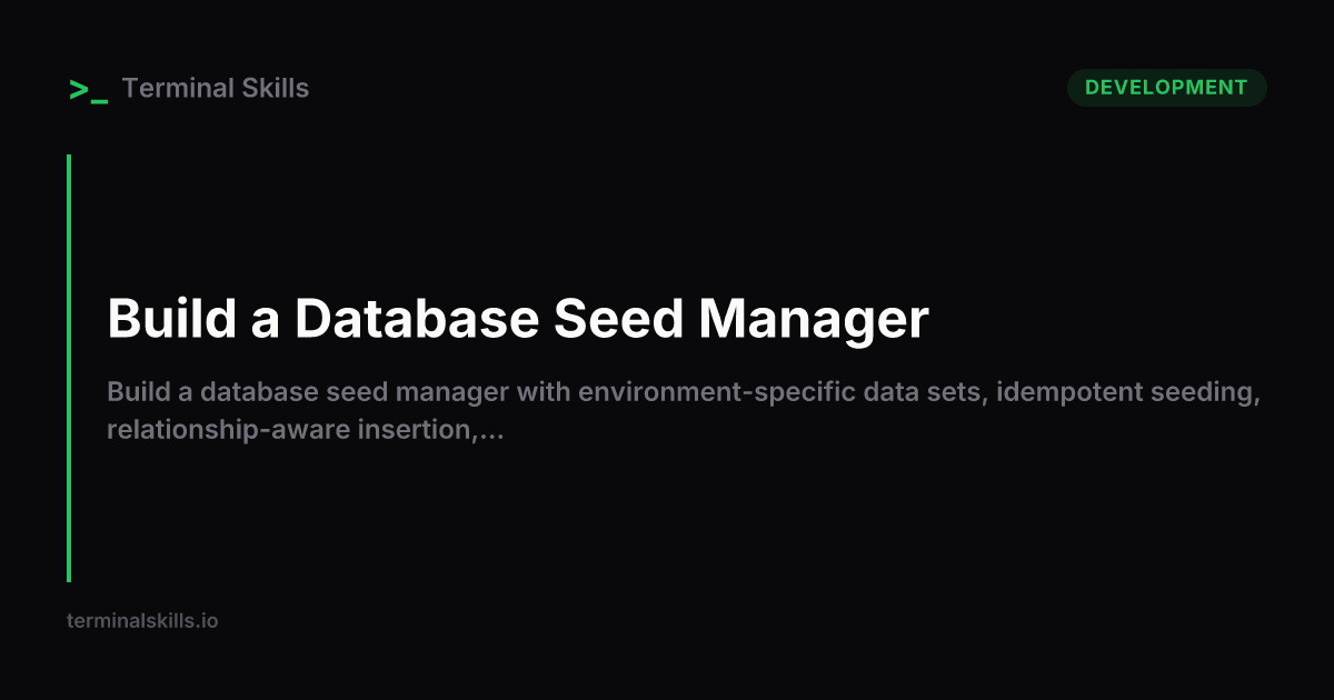 Build a Database Seed Manager — AI Workflow | Terminal Skills