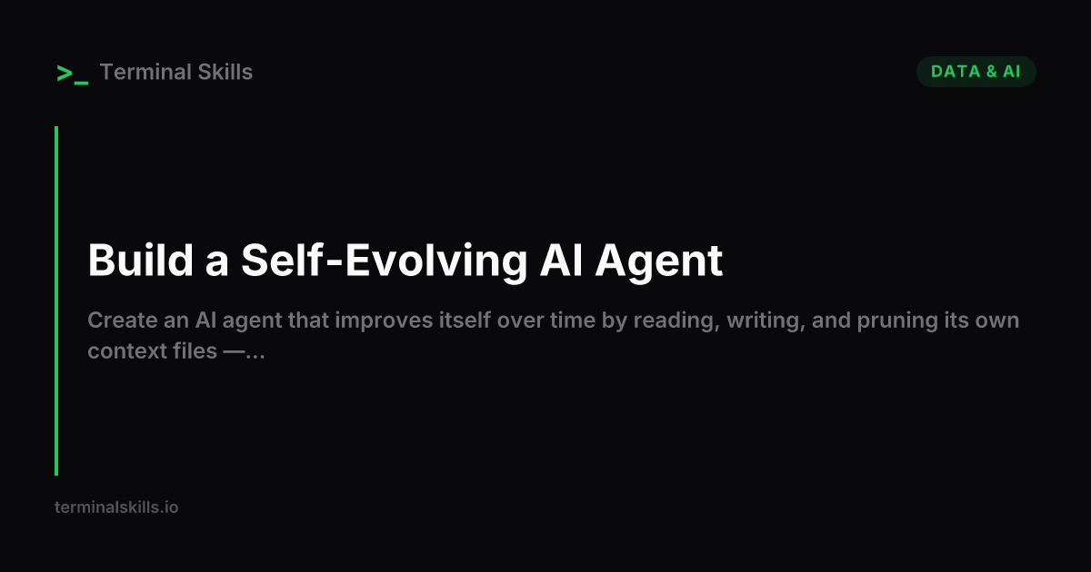 Build a Self-Evolving AI Agent — AI Workflow | Terminal Skills